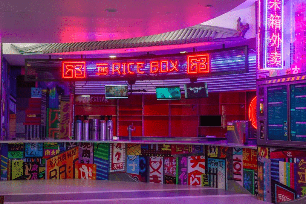 Retro-Futuristic Chinese Takeout Restaurant Reboots Neon-Lit Restaurant In Houston