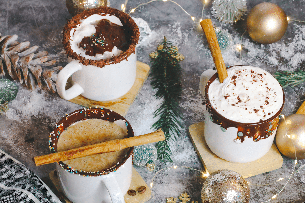 Festive Drink Toppers and Winter Mugs for Hot Chocolate and