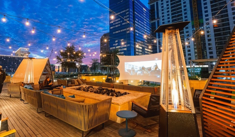 Experience Fireside Rooftop Film Screenings At Sunset Urban Nights Atop Marriot Marquis
