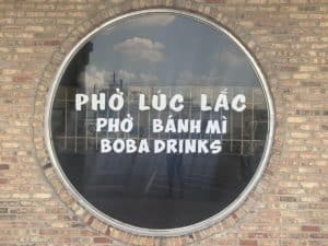 Window and exterior at Pho Luc Lac in Houston