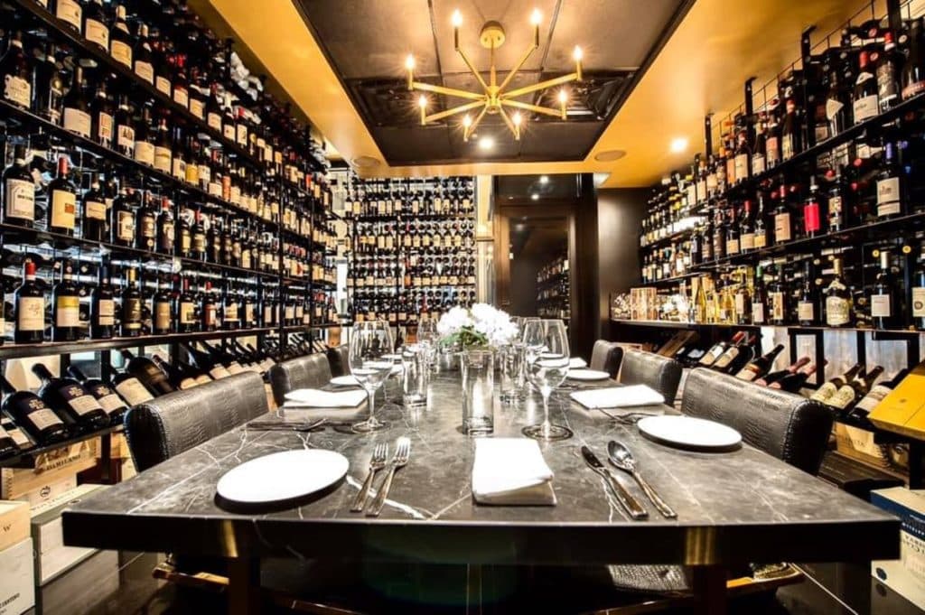 Private dining and wine selection at Potente